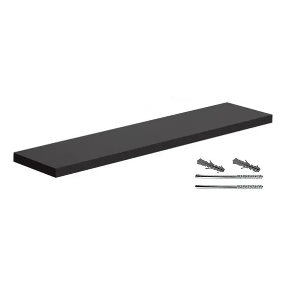 Prateleira 1 Metro Por 25cm Em Mdf Preto Com Suporte Fixação Foto 1