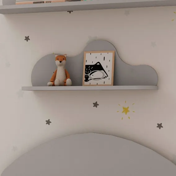 Prateleira 100% Mdf Infantil Com Detalhe Orgânico Em Foto 1
