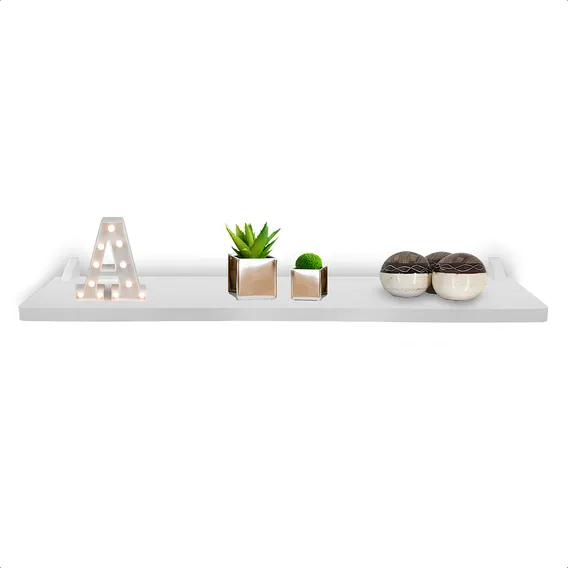 Prateleira De Parede Nicho Madeira Mdf 60x20 Branco 15mm Foto 1
