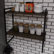 Prateleira Decorativa Industrial Parede Teto Cozinha 60cm Cor Preto Foto mini 4