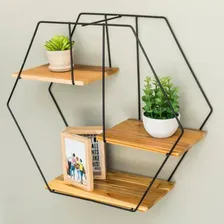 Prateleira Estante Nicho Hexagono Aramado Black Stolf Cor Preto Foto mini 3