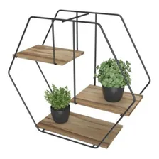 Prateleira Estante Nicho Hexagono Aramado Black Stolf Cor Preto Foto mini 1