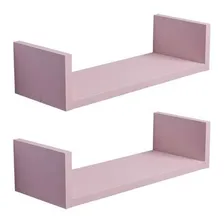 Prateleira flutuante Mercado das Prateleiras 40 x 20cm rosa fosco - 40cm x 10cm x 20cm e 1.5cm de espessura Foto mini 2