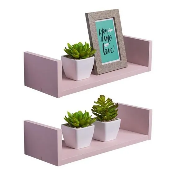 Prateleira flutuante Mercado das Prateleiras 40 x 20cm rosa fosco - 40cm x 10cm x 20cm e 1.5cm de espessura Foto 1