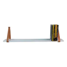 Prateleira Livros Para Quarto Mdf Parede 120 Cm Cor Branco Foto mini 3