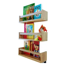 Prateleira Nicho Porta Livro Quarto Infantil Mdf Madeira 3un Foto  mini 1