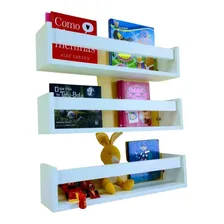 Prateleira Para Colocar Livros Nicho Mdf Branco 3peças 55 Cm Foto mini 1