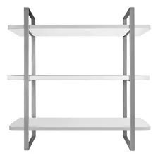 Prateleira Parede Tripla 60x25cm Hone Prata Branco Foto mini 3