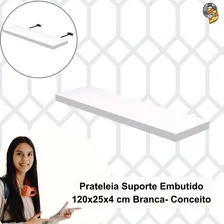 Prateleira Suporte Embutido 120x25x4cm Branca Conceito Foto mini 4