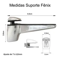Prateleira Vidro 80cm X 20cm X 8mm Incolor Suportes FĂȘnix Foto mini 2
