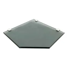 Prateleira Vidro Canto Chanf Porta Shampoo 30x30cmx8mm Fumê Foto mini 1