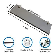 Prateleira Vidro Porta Shampoo 40 Cm X 15 Cm X 8 Mm Fumê Foto mini 3