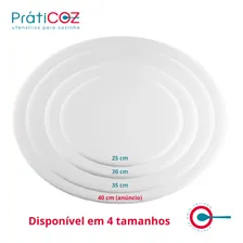 PrátiCOZ Redonda Lisa 40cm Tabua Placa Redonda para Corte Polietileno Pizza Cor Branco Lisa Foto mini 4