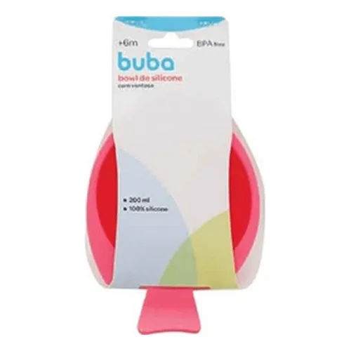 Pratinho Bowl De Silicone Com Ventosa Rosa 12637 Buba Liso Foto 1