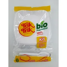 Pratinho Para Bolo 15cm Prato 50 Uni + 50 Garfos Coloridos Cor Branco Foto mini 2