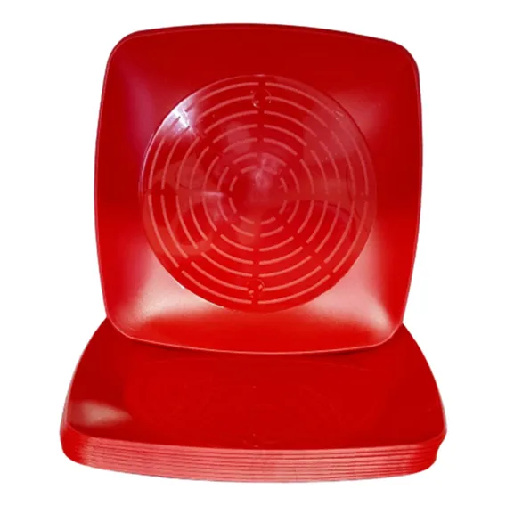 Prato AcrÃlico Quadrado Resistente 22cm Vermelho Sólido 10un Foto 1