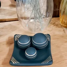 Prato Bolas Vasos Decorativos Cerâmica Mesa Centro Sala Pret Foto mini 3