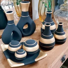 Prato Bolas Vasos Decorativos Cerâmica Mesa Centro Sala Pret Foto mini 4