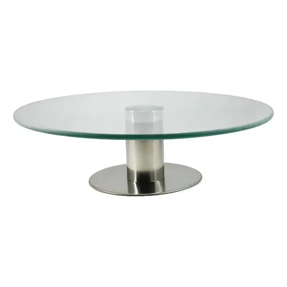 Prato Bolo Vidro Pequeno Transparente Suporte Girat贸rio 25cm Foto 1