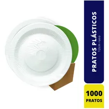 Prato Descartável Plástico Raso Branco Refeições 12cm 100x10 Foto mini 4
