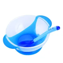 Prato E Talheres Térmicos Para Bebês Infantil Potinho Cor Cor Azul Liso Personagem Liso Foto mini 3