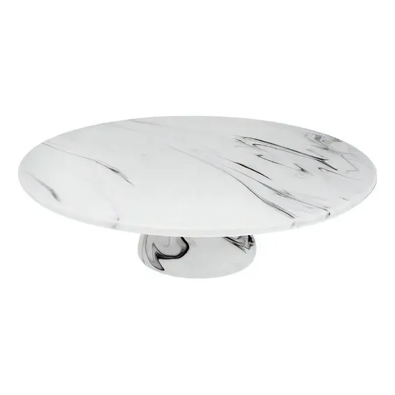 Prato Em Porcelana Com Pé Hauskraft Marble 30cm Cinza Foto 1