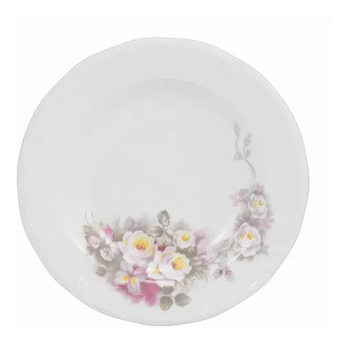 Prato Fundo Porcelana Schmidt 23cm Filete Prata Vitória Foto 1