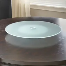 Prato Girat贸rio Centro De Mesa Em Vidro Branco E Inox 60cm Redondo Foto mini 2
