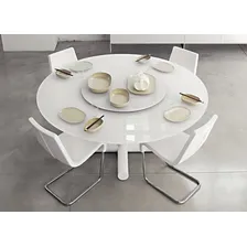 Prato Girat贸rio Centro De Mesa Em Vidro Branco E Inox 60cm Redondo Foto mini 1