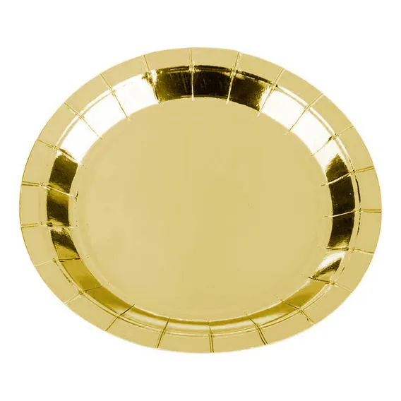 Prato Papel Liso Dourado 10un Foto 1