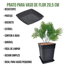 Prato Para Vaso Quadrado 20,5cmx2,5cm 6 Unid Preto Foto mini 4