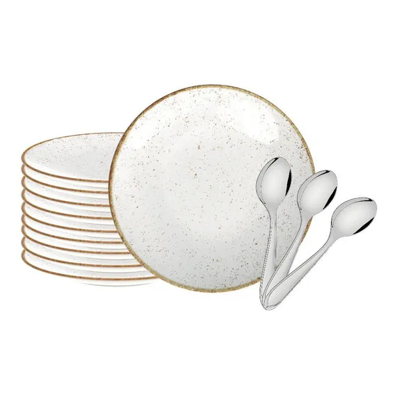 Prato Porcelana 12pç Sobremesa Colheres Laguna Tramontina Foto 1