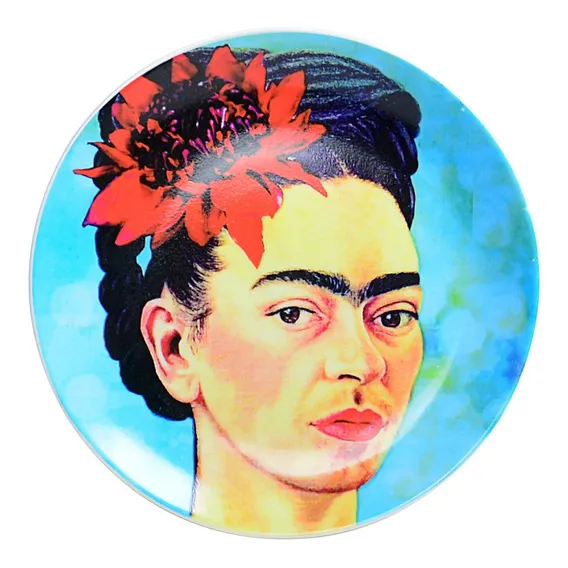 Prato Porcelana Parede Frida Kahlo Ø20 Suporte Foto 1
