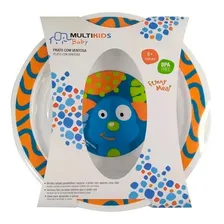 Prato Raso Com Ventosa Funny Meal Azul Multikids Baby Bb049 - Personagem Foto mini 4