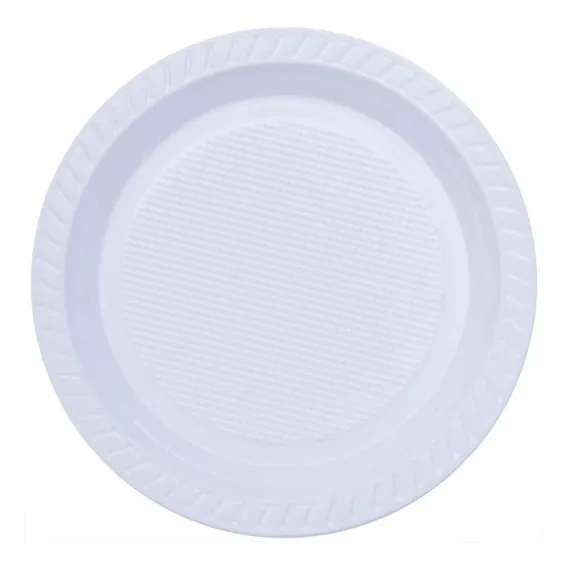 Prato Raso Descartável Sobremesa 21cm Branco - 10 Unid Foto 1