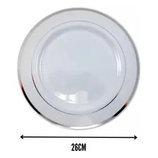 Prato Refeição Borda Prata 144 Unidades 26cm Diâmetro Foto  mini 1