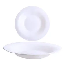Prato Vidro Branco Fundo Opaline Temperado 24cm Kit 6 Un Liso Foto  mini 1