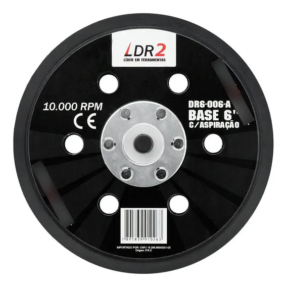 Prato/base Para Lixadeira 6 Com Velcro Perfurada Cor Preto Foto 1