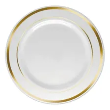 Pratos Luxo Refeição Descartáveis Dourado 18 Unidades Foto  mini 1