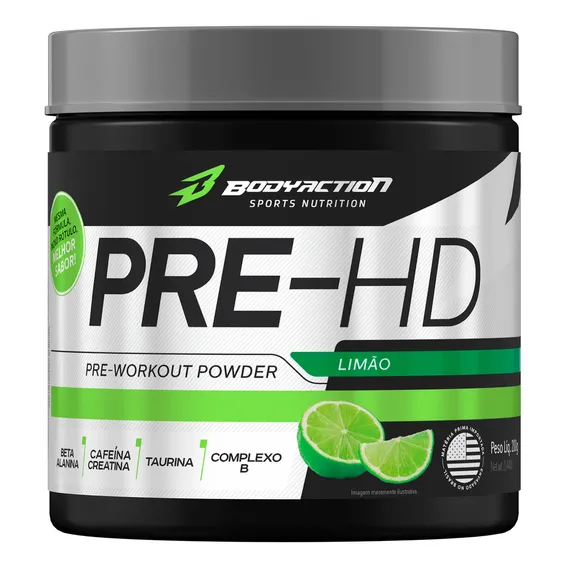 Pre Hd Beta Alanina 200g Pré Treino - Bodyaction Sabor Limão Foto 1