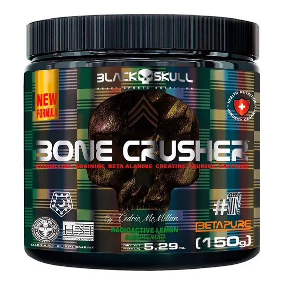 Pré Treino Bone Crusher 150g Limão - Black Skull Foto 1