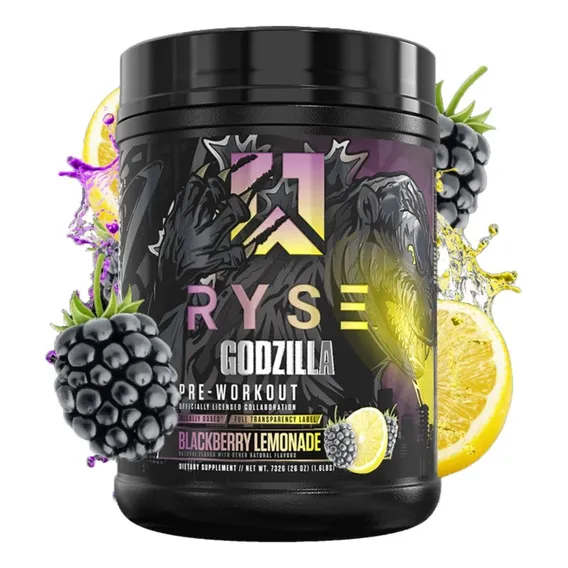 Pré-treino Ryse Godzilla, pré-treino, pré-treino, pré-treino, 40 dose, sabor de limonada de amora silvestre Foto 1