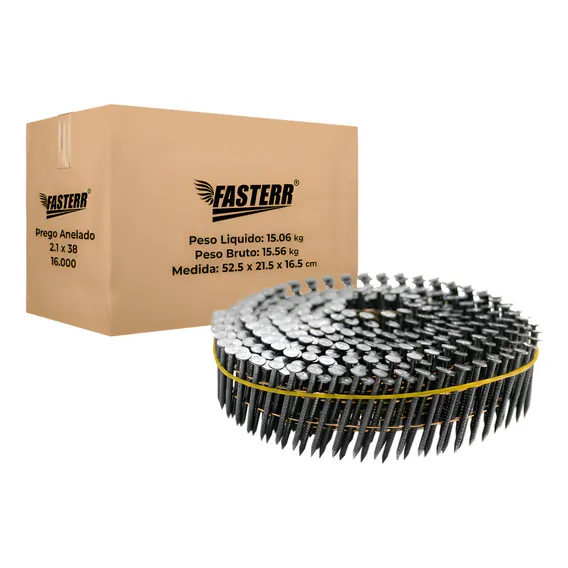 Prego Coil Anelado 2,1 X 28 Cx C/ 16.000 P-2128 - Fasterr Foto 1