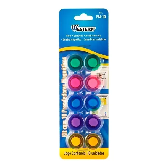 Prendedor Magnetico Imã Colorido Geladeira Quadro 20mm C/ 10 Foto 1