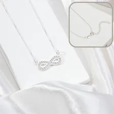 Presente Colar Feminino Prata 925 Esposa Namorada Noiva Amor Cor Colar Infinito Pedras Foto mini 2