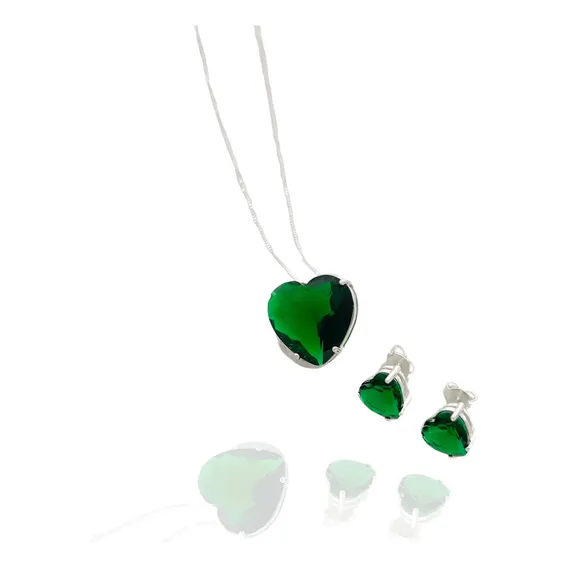 Presente Colar Feminino Prata 925 Esposa Namorada Verde Foto 1