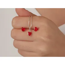 Presente Feminino Lindo Cordão Pingente Brincos Zircônia Cor Vermelho Foto mini  2