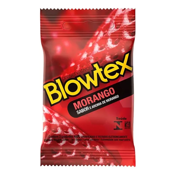 Preservativo Blowtex Lubrificado Morango - 12 Pacotes C/ 3 U Foto 1