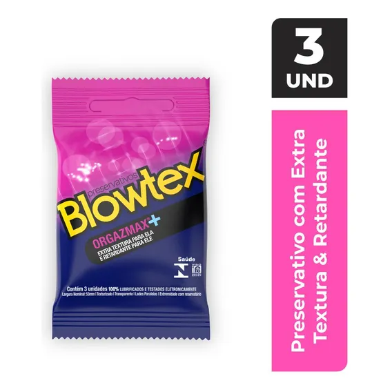 Preservativo Lubrificado Blowtex Orgazmax Pacote 3 Unidades Foto 1