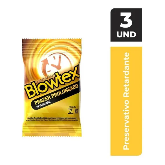 Preservativo Lubrificado Prazer Prolongado Blowtex Pacote 3 Unidades Foto 1